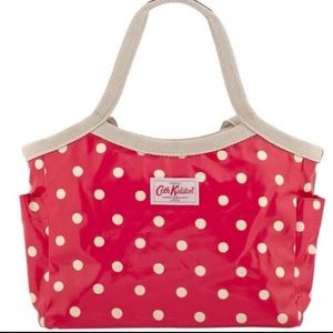EUC Cath Kidston pink polka dot oilcloth bag